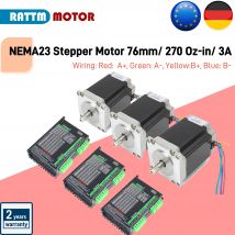 【Disponibilità UE】 Motore passo-passo NEMA23 da 3 pezzi 76 mm/ 270 Oz-in/ 3A Motore passo-passo CNC e driver DM556S per macchina router CNC/stampante 3D