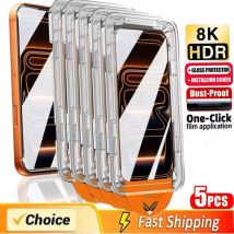 Dust Free Easy Installation Screen Protector For iPhone 17 Pro 16 15 13 12 11 14 Pro Max XR X XS 7 8 Plus SE HD Tempered Glass