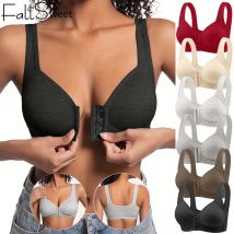 Reggiseno con chiusura frontale senza cuciture Fallsweet per donna Bralette push up senza fili solida Coppe fisse a copertura totale Biancheria intima confortevole