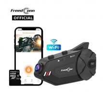 Freedconn R1Plus Bluetooth Interfono per moto Casco Auricolare Wifi APP Altoparlante Cuffia Interfono per moto Motore Dash Cam Dvr