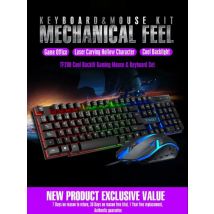 T20  Keyboard and Mouse Set Wired Computer Game Accessories Spanish Russian USB Keyboard Laptop RGB Backlit Keycaps Laser Roller