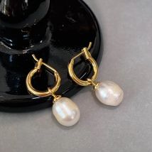 Neue Ankunft Trendy Natürliche Barocke Süßwasser Perle 14 K Gold Gefüllt Weibliche Tropfen Ohrringe Schmuck Anti Allergie 2025 Neue Jahr geschenk