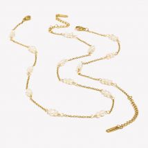 E. b. Belle Süßwasser perle hand gefertigte Kette Armband Halskette 18 Karat vergoldet 316l Edelstahl Damen Hand Armbänder