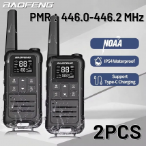 2PCS Baofeng F22 PMR 446MHz Mini Walkie Talkie Impermeable Tipo-C Sin Licencia NOAA Linterna Radio Bidireccional Portátil para Caza