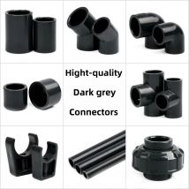 1PC 20~63mm Dark Grey UPVC Pipe Connector Straight Elbow Tee Garden Irrigation DIY Accessories Aquarium Water Tank Supply Joints