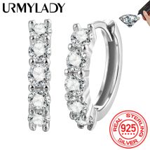 URMYLADY D Color Moissanite Loop Earring 925 Sterling Sliver Plated with 18k White Gold Earring for Women Sparkling Fine Jewelry