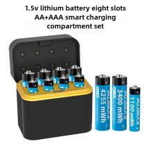 Con caricabatterie intelligente 8 slot AA/AAA con batteria al litio ricaricabile da 4255 mWh/3400 mWh 1,5 V Set caricabatteria a ricarica rapida