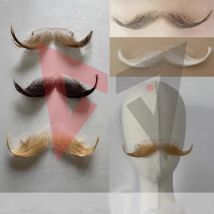 Barba finta Baffi simulati Prop Barba verticale a otto caratteri stranieri Barba finta marrone scuro Barba marrone chiaro fatta a mano