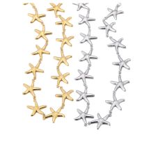 Ozean Neue Stil Seestern Kette Halskette für Frauen 18K Gold Überzogene Edelstahl Beliebte Sommer Urlaub Schmuck JN25008