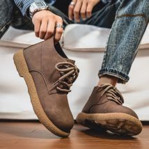 Outdoor Leather Men Casual Shoes British Style High Quality Ankle Boots High Top Man Work Boots Comfortable Walking Sneakers