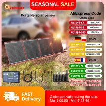 Dokio 100/160/200/300W Portable Flexible Foldable 18V Solar Panel with 12V Controller Kit for Camping Battery Charging