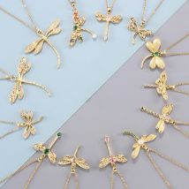Hochwertige Libelle Zirkon Anhänger Halskette Edelstahl trendige Insekt Halsband Schmuck Party Geschenke für Frauen Mädchen