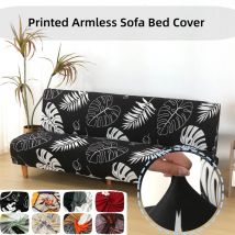 Printed Futon Sofa Bed Cover Stretch Armless Sofa Cover Removable Machine Washable Furniture Protector Spandex Dustproof