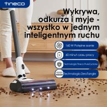 Tineco A30S Odkurzacz Akumulatorowy, Bezprzewodowy Odkurzacz Kijowy 160W 20000pa 60 Min Czas Pracy, Odkurzacz Ręczny z Pojemnikiem na Kurz 1L i Szczotką ZeroTangle na Sierść Zwierząt, Odkurzacz