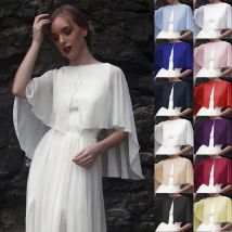 Damen-Hochzeits-Bolero, weich, leicht, Chiffon, Brautschal, hoch niedrig, formelles Achselzucken, elegante Abendumhänge für Damen mit Knopf