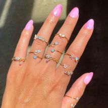 Ins Y2K Stil Mode Schmuck Ästhetischen Charme Zirkon Blaue Blume Verstellbare Öffnung Ring Für Frauen anillos para hombres