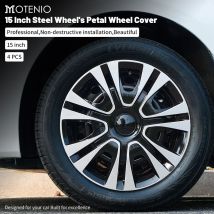 Coprimozzi stile petalo nero/argento da 15 pollici per ruota in acciaio Design della copertura del cerchio completo per Toyota Volkswagen Chevy Chevrolet Honda Mazda