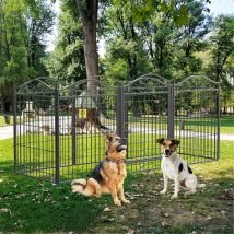 Heavy Duty Dog Playpen 8 Panels Pet Animal Dog Kennel Pen Fence Enclosure Cage Metal Camping Pet Puppy Run Fences Grid with Door