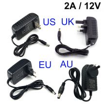Full Power 12V 2A Power Supply Adapter US EU AU UK Plug in AC/DC Converter 100-240V AC to DC 12V 24W 2000mA Charger For CCTV LED