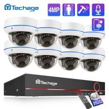 Techage-sistema de cámara de seguridad para interiores, Kit de videovigilancia P2P de Metal, H.265, 4MP, 8 canales, POE, Audio unidireccional, a prueba de vandalismo