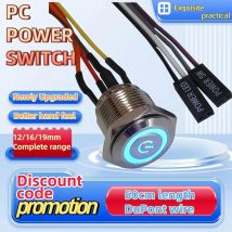 12mm 16mm 19mm PC Power Zündung Druckknopf PC Schalter Host Neustart Neustart LED Metallknopf mit 50cm DuPont Line
