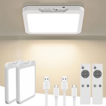 2PC/1PC Rechargeable Ceiling Light with Remote , Battery Operated Closet Lights Motion Sensored, 3 Color Temperatures Magnetic
