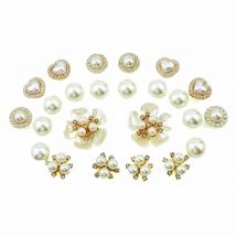 24PCS herzförmige Perle Diamant Blume DIY Schuh Charm Set Zubehör abnehmbare Mode Schuhe Dekorationen Schnalle