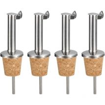 Versatori per bottiglie in acciaio inossidabile Beccuccio per olio d'oliva con ribaltamento automatico, tappi per bottiglie di vino con design in sughero, per liquidi, olio d'oliva, vino