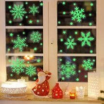 2 teile/satz Frohe Weihnachten leuchtende Fenster aufkleber Schneeflocke Stern Badezimmer Glas Wand kunst Aufkleber Festival entfernbare PVC-Aufkleber