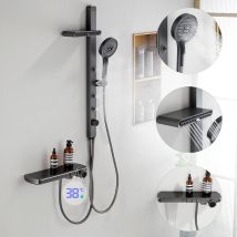 Modernes High-End-Regenduschsystem Back SPA Massage Jet Tap Intelligentes thermostatisches LED-Display Wasserfall Badezimmer Wasserhahn Duschset Luxus komplette Badewanne Dusch hähne Voll sets
