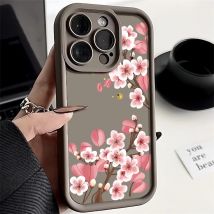 Pfirsichblüten-weiche TPU-Hülle für iPhone 16 15 Pro Max Plus 11 13 14 12 Pro Max, stoßfeste, bonbonfarbene Silikon-Rückseite