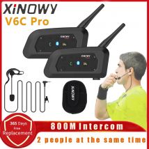 XINOWY V6C Motorradhelm-Headset, Gegensprechanlage, Vollduplex, 1200 m, Fußball-Schiedsrichter, Gegensprechanlage, Schiedsrichter, Bluetooth-Kopfhörer