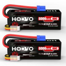 HOOVO 2 pezzi batteria RC batteria Lipo 3S 11.1V 6000mAh 80C batteria con custodia rigida con spina EC5 per veicoli in scala RC 1/8 1/10 auto barche