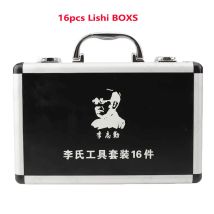 16 Stück Schlosser Werkzeug Original Box Lishi 2 in 1 Werkzeug Reparatur Werkzeugkasten Aufbewahrungskoffer für 16 Stück Lishi 2 in 1 und 1 Stück Lishi Schlüsselschneider