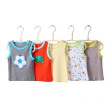 [5Pcs/lot Random Color]Baby Girl Tops Cartoon Print Infant Girls Vest T Shirt Cotton Sleeveless Newborn Boy T-shirt Summer Vest