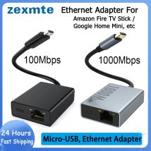 Zexmte Chromecast Ethernet Adapter For Fire TV Stick Micro to 100Mbps Network Card for Ultra Audio Google Ethernet Switch Adapte