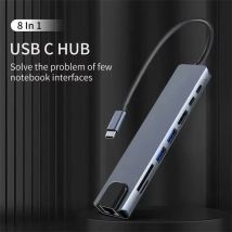 8 in 1 USB C HUB 3.0 Tipo C Splitter 4K Docking Station Adattatore per laptop PD SD TF Per MacBook Air M1 iPad Pro RJ45 Compatibile con HDMI