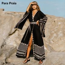 Para Praia Kimono Strand Robe Badeanzug Vertuschungen Beach wear lange ausgestellte Ärmel Kleid Sarong Frauen lose Strickjacke Bikini bezüge
