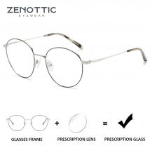 ZENOTTIC czysty tytan damskie okrągłe okulary korekcyjne niestandardowe okulary optyczne blokujące niebieskie promienie fotochromowe krótkowzroczność/nadwzroczność