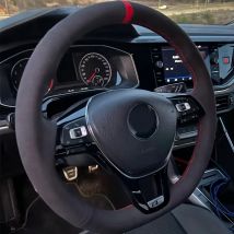 Per Volkswagen Passat B8 Golf 7 VW Mk7 New Polo Jetta Cucito a mano Coprivolante per auto Accessori per auto in pelle scamosciata