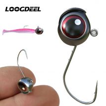 LOOGDEEL 10Pcs/Lot 2.5g 3g 5g Lead Head Jig Hooks Barbed Root Ned Hook Fishing T-tail Soft Lure Tackle 3D Eyes Hook Jigging Bait