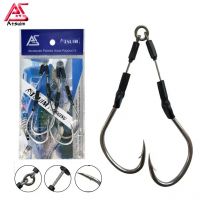 AS 10Pairs Barbed Double Hooks Fishing Jig Hook Stainless Wire Anti-Bite Jigging Assist Hooks Lure Glow Jig Lure Hooks