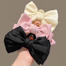 Coreano grande doppio lato solido raso chiffon plastica archi per capelli fermagli per granchio artiglio per donne ragazze fiocco nero accessori estate