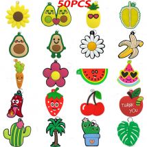 50PCS Pflanze Schlüsselbund Nette Kirsche Monstera Deliciosa Ananas Auto Schlüssel Zubehör Obst Gemüse Schlüsselring Avocado Schlüsselhalter