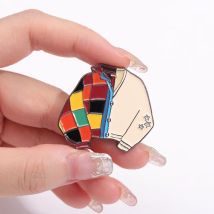 Colorful Jacket Sweater Patchwork Cardigan Brooch Enamel Pin Retro Music Singer Peripheral Badge Lapel Accessories Jewelry Gift