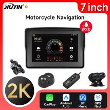 JIUYIN 7" inch Motorcycle Navigation 2K IPX8 Wireless CarPlay Android Auto Airplay Display Screen Motorcycle Monitor BT