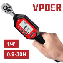 1/4-inch Drive  0.9-30 Nm Digital Torque Wrench , 0.66-22.11 ft-lbs  (8-265 inch pound) with Buzzer & LED, Calibrated