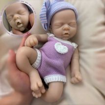 Muñecas Reborn de silicona con boca abierta de 33CM para niña, cuerpo completo de silicona suave sin pintar, muñecas para bebés recién nacidos, cuerpo real de silicona