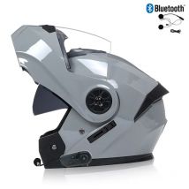 Casco modulare per moto unisex con certificazione DOT a doppia lente Casco modulare di sicurezza con visiera interna Bluetooth