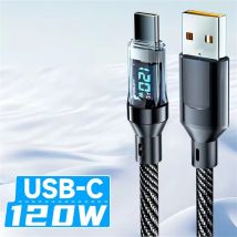 120 W PD Typ C auf Typ C Schnellladekabel mit LED-Anzeige Superschnelles USB-auf-Typ-C-Datenkabel für iPhone 15 Pro Max Samsung
